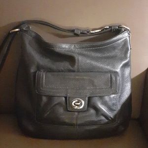 Leather Coach Shoulder Handbag Adjustable strap